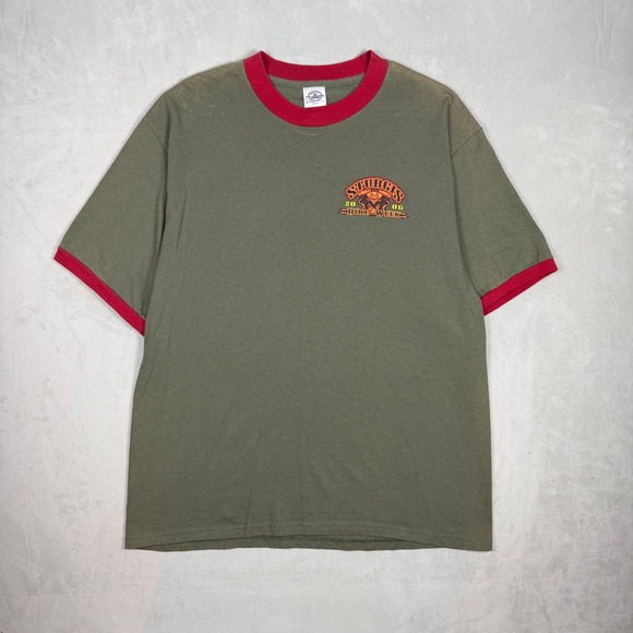 Delta Other - 2000s Men Delta Sturgis Bike Week 2006 Graphic Ringer T-Shirt Olive Large